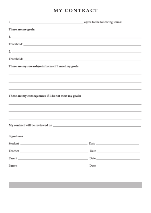 Student Behavior Contract Template Printable pdf