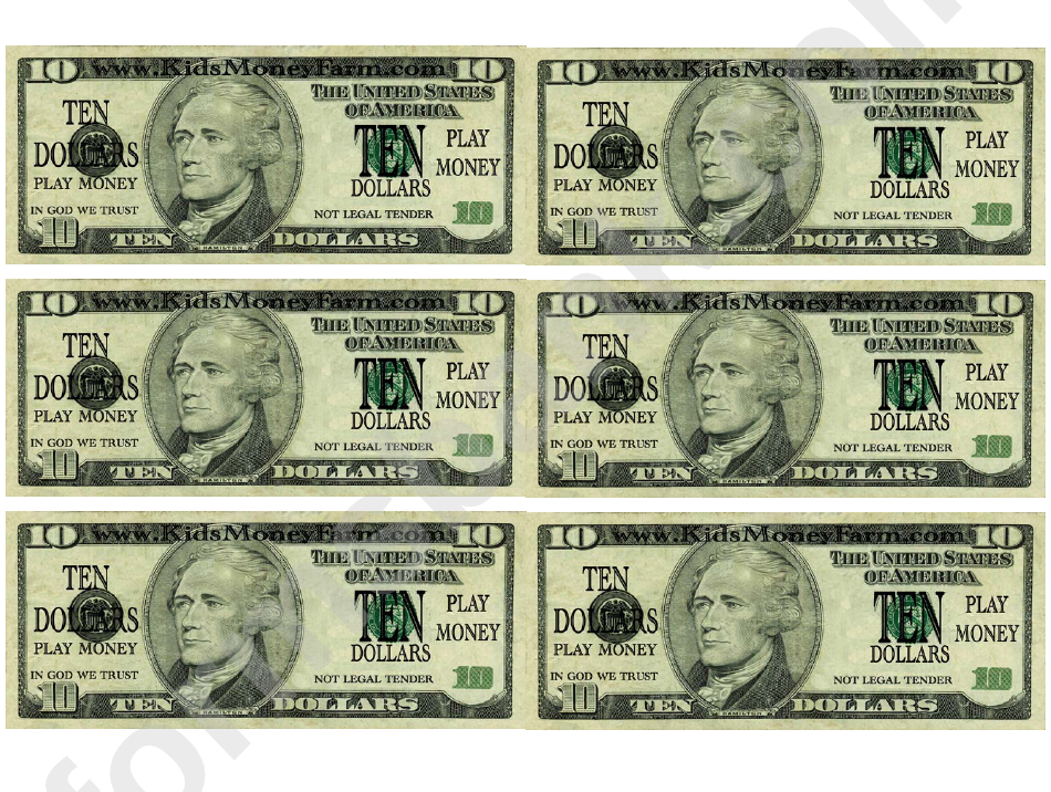 Printable 10 Dollar Bill Customize And Print