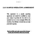 Form Sc-00llc-1 - Llc Operating Agreement