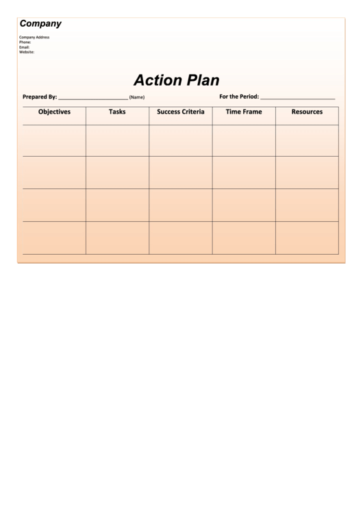 Fillable Action Plan Template Printable pdf