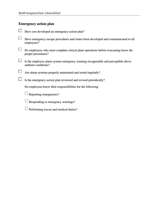 Emergency Action Plan Printable pdf