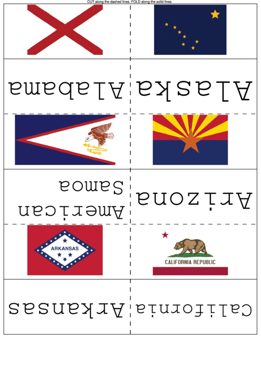 Fillable State Flags Flash Card Template Printable pdf