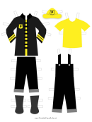Fireman Paper Doll Black Outfits
