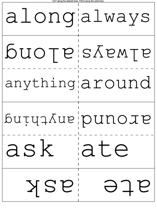 Word Flash Card Template Printable pdf