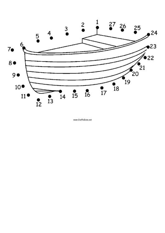 Wooden Boat Dot-To-Dot Sheet Printable pdf