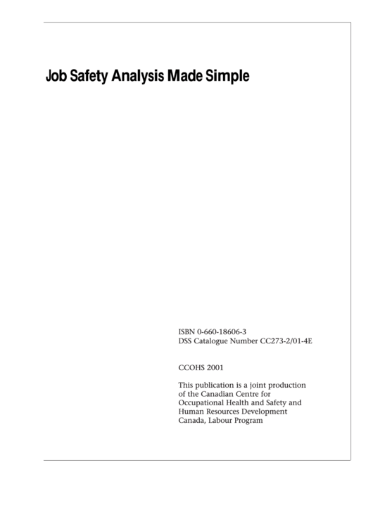 Samples Job Safety Analysis Printable pdf