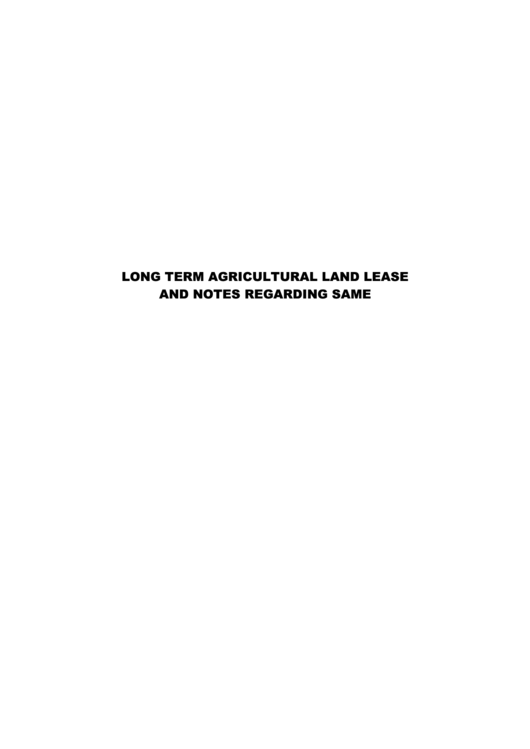 Long Term Agricultural Land Lease Printable pdf