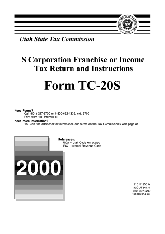 S Corporation Franchise Or Income Tax Return And Instructions For Form Tc20s Printable pdf