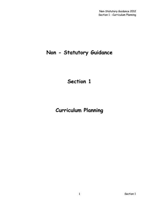 Non-statutory Curriculum Planning Guide