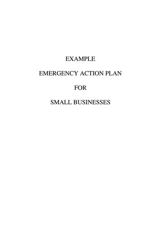 Example Emergency Action Plan For Small Businesses Printable pdf