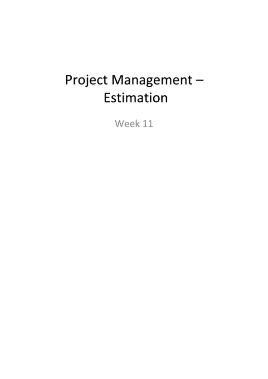 Project Management Estimation Printable pdf