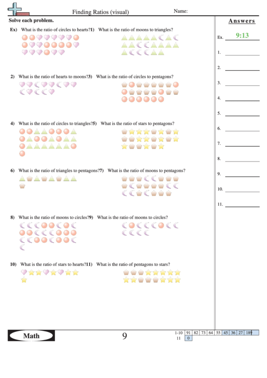 Finding Ratios (Visual) Worksheet Printable pdf
