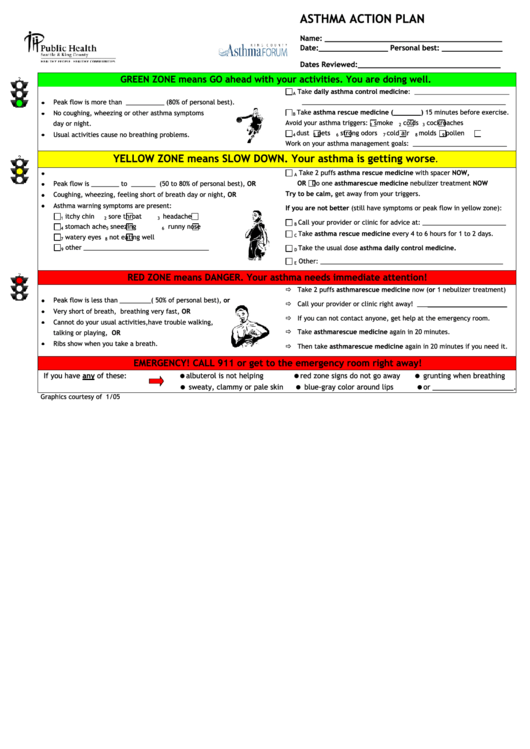 Asthma Action Plan Printable pdf