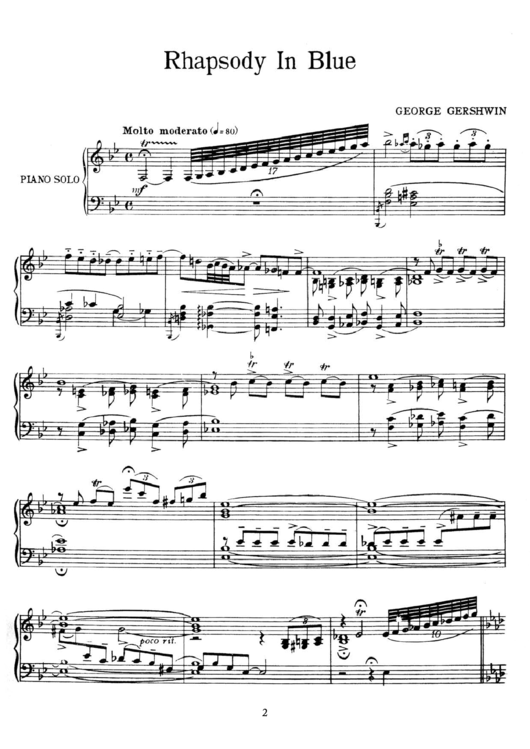 Rhapsody In Blue By George Gershwin Piano Sheet Music Printable pdf