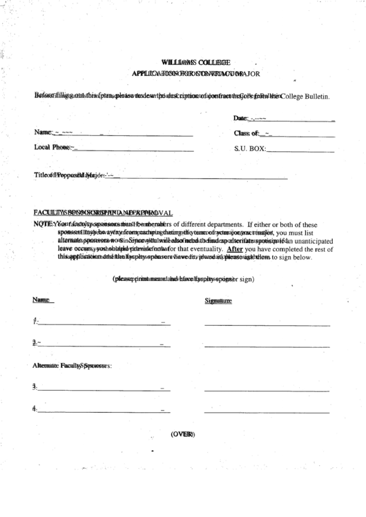 Williams College Application For Contract Major Printable pdf