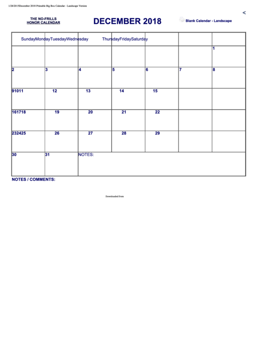 2018 Calendar Template Printable pdf
