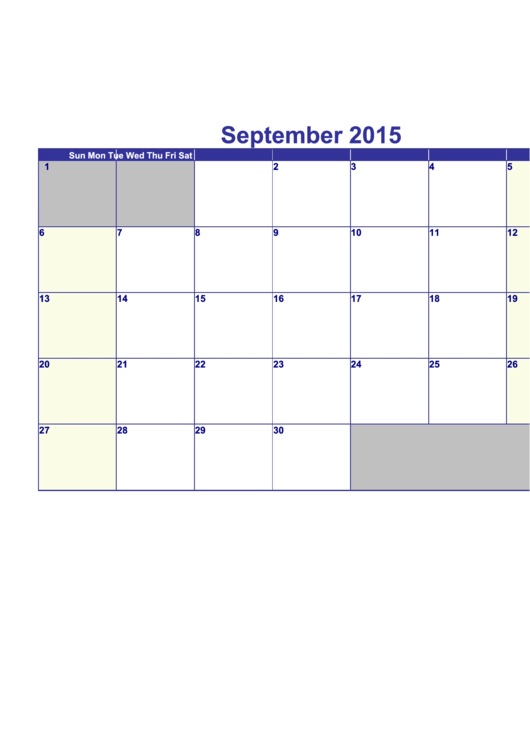 Calendar Template - September 2015