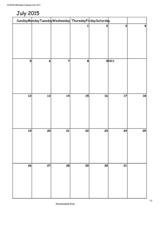 July 2015 Calendar Template