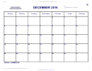 December 2016 Calendar Template