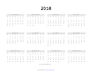 2018 Yearly Calendar Template - B&w, Landscape