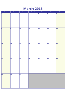 March Calendar Template - 2015