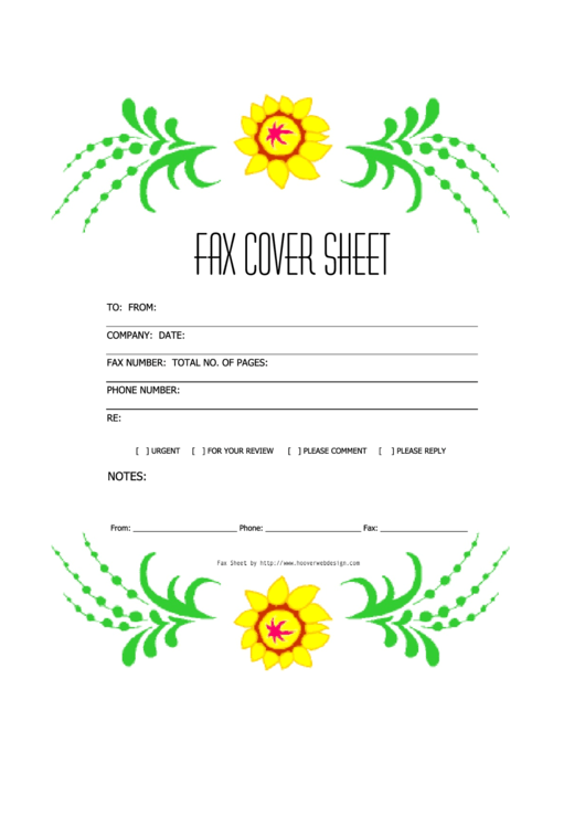 Fax Cover Sheet - Flowers Printable pdf