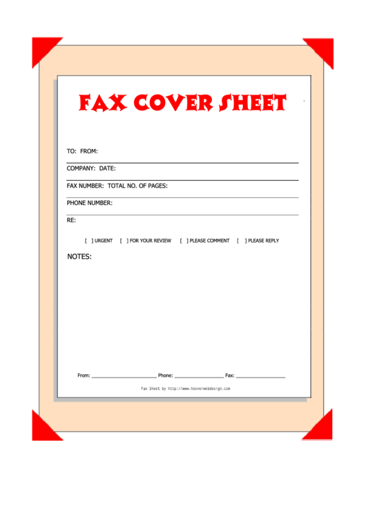 Fax Cover Sheet - Red Flags Printable pdf