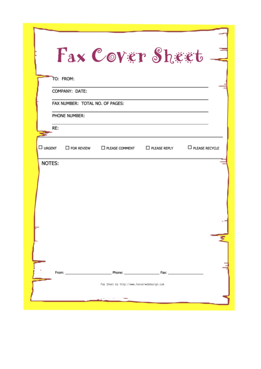 Yellow Fax Cover Sheet