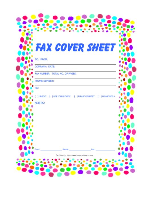 Fax Cover Sheet - Rainbow Dots Printable pdf