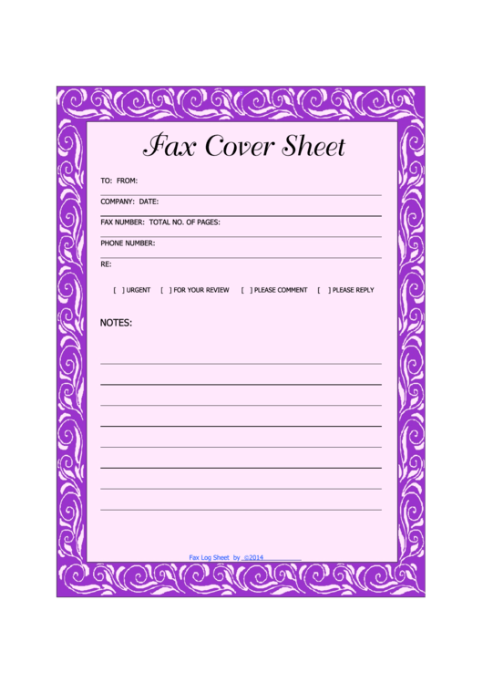 Fax Cover Sheet - Purple Border Printable pdf
