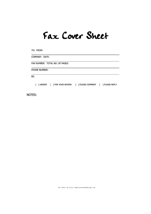 Fax Cover Sheet - Black And White Printable pdf