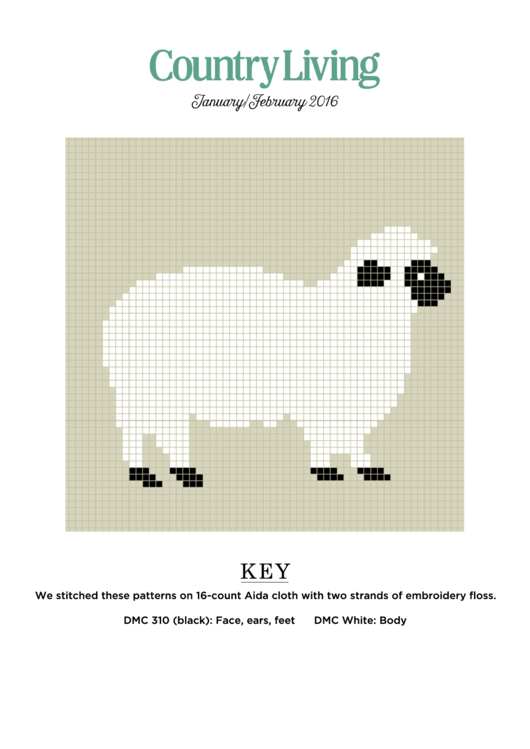 Country Living Cross-Stitch Pattern - Sheep Printable pdf