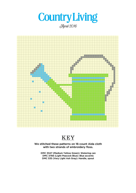 Country Living Cross-Stitch Pattern - Watering Can Printable pdf