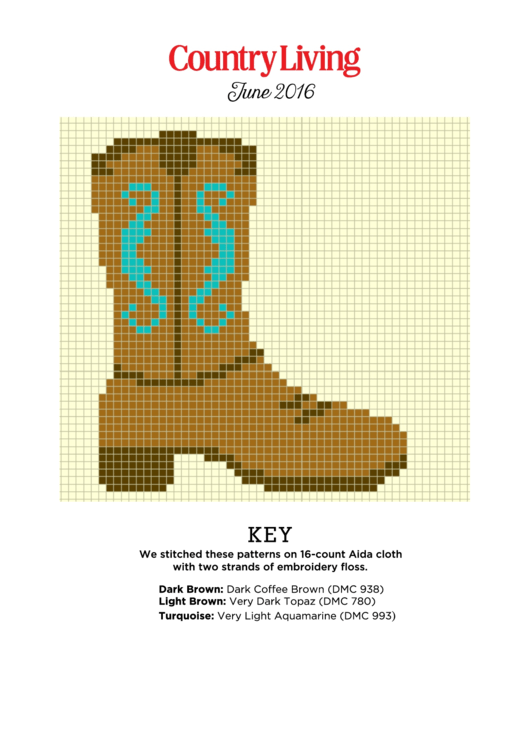 Country Living Cross-Stitch Pattern - Boot Printable pdf