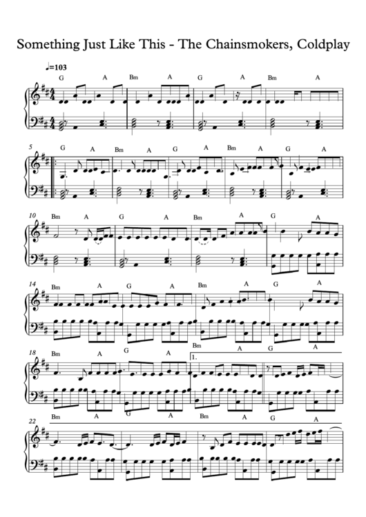Something Just Like This - The Chainsmokers, Coldplay Sheet Music Printable pdf