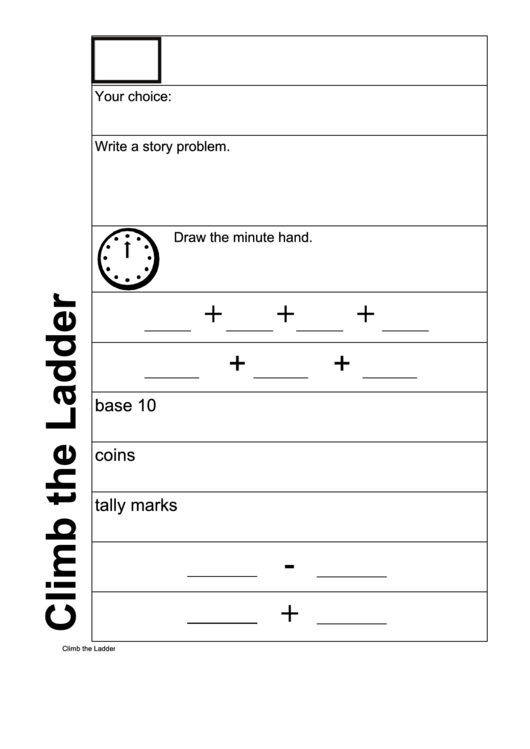 Climb The Ladder Template Worksheet Printable pdf