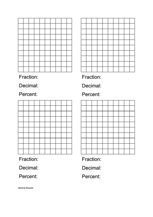 Decimal Squares Template Printable pdf