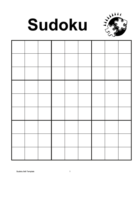 Sudoku 9x9 Template Printable pdf