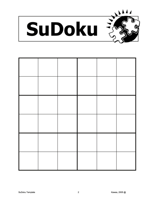 Sudoku 2x3 Template Printable pdf