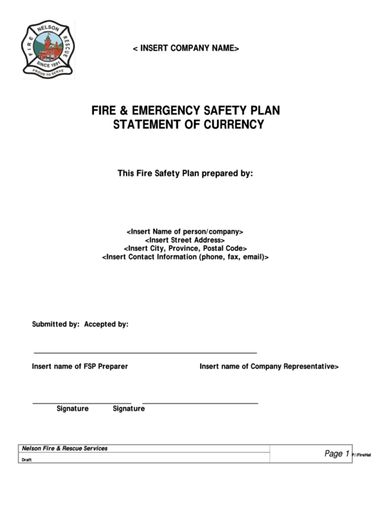 The Fire Safety Plan Printable pdf