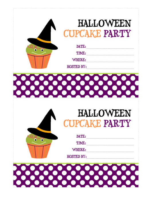 Halloween Cupcake Party Invitation Template Printable pdf