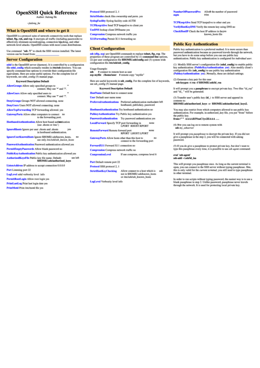 Openssh Quick Reference Printable pdf
