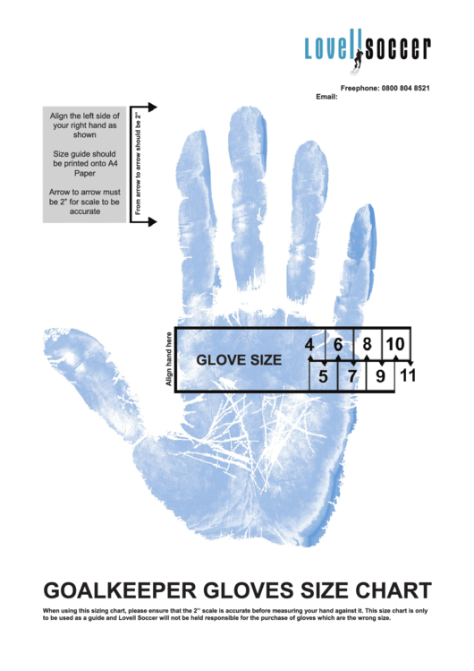 Lovell Soccer Goalkeeper Gloves Size Chart Printable pdf