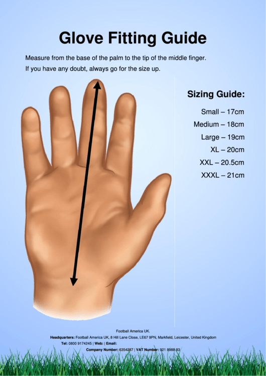 Football America Glove Fitting Guide Printable pdf
