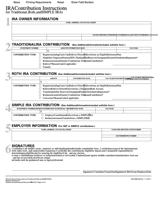 Ira Contribution Instructions - First Bankers Trust Services Printable pdf