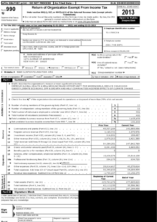 Form 990 - Return Of Organization Exempt From Income Tax Printable pdf