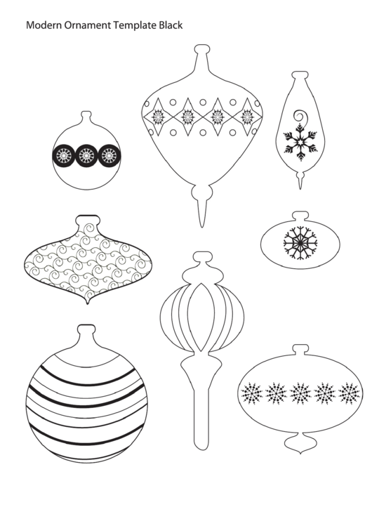 Black Modern Christmas Ornament Template Printable pdf