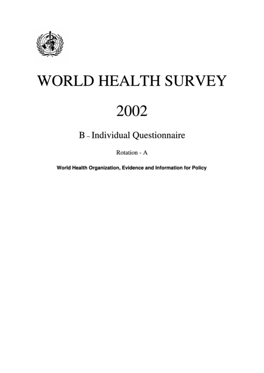 World Health Survey Template Printable pdf