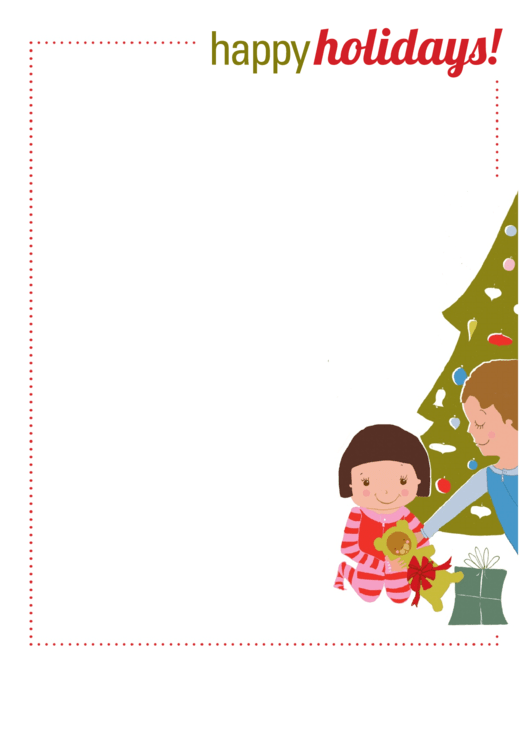 Happy Holidays Writing Template Printable pdf