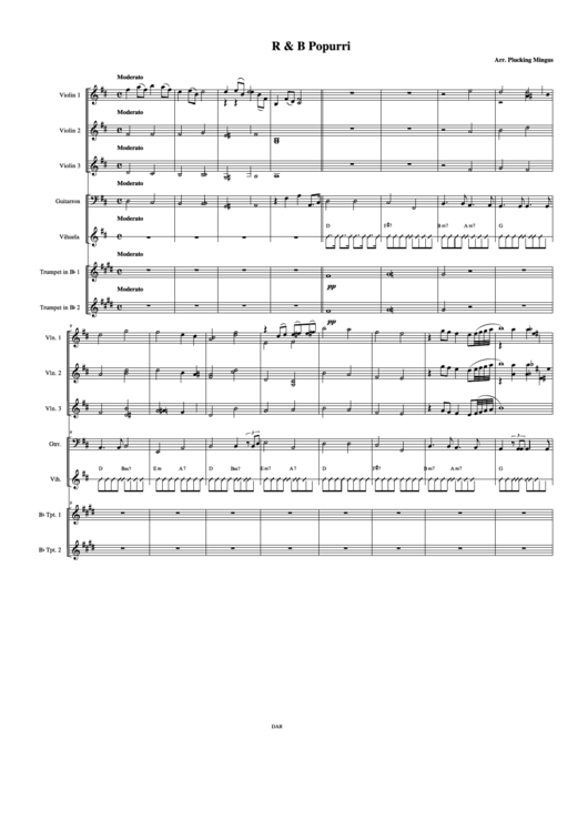 R & B Popurri Violin Sheet Music Printable pdf